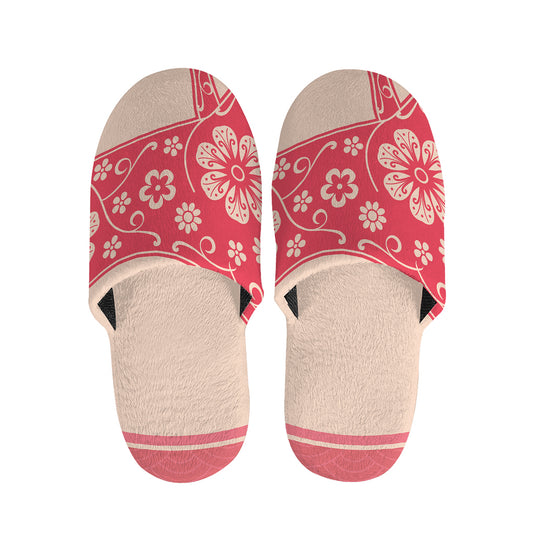 Chinese Flower Ox Zodiac Print Slippers