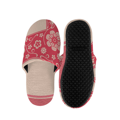 Chinese Flower Ox Zodiac Print Slippers