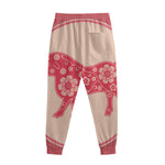 Chinese Flower Ox Zodiac Print Sweatpants