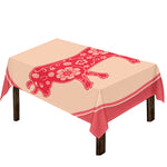 Chinese Flower Ox Zodiac Print Tablecloth