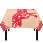 Chinese Flower Ox Zodiac Print Tablecloth