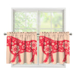 Chinese Flower Ox Zodiac Print Tier Curtains