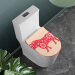 Chinese Flower Ox Zodiac Print Toilet Lid Cover