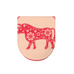 Chinese Flower Ox Zodiac Print Toilet Lid Cover