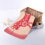 Chinese Flower Ox Zodiac Print Towel
