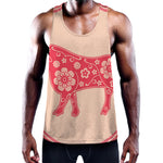 Chinese Flower Ox Zodiac Print Training Tank Top