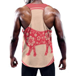 Chinese Flower Ox Zodiac Print Training Tank Top