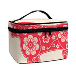 Chinese Flower Ox Zodiac Print Travel Makeup Bag