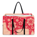 Chinese Flower Ox Zodiac Print Utility Tote Bag