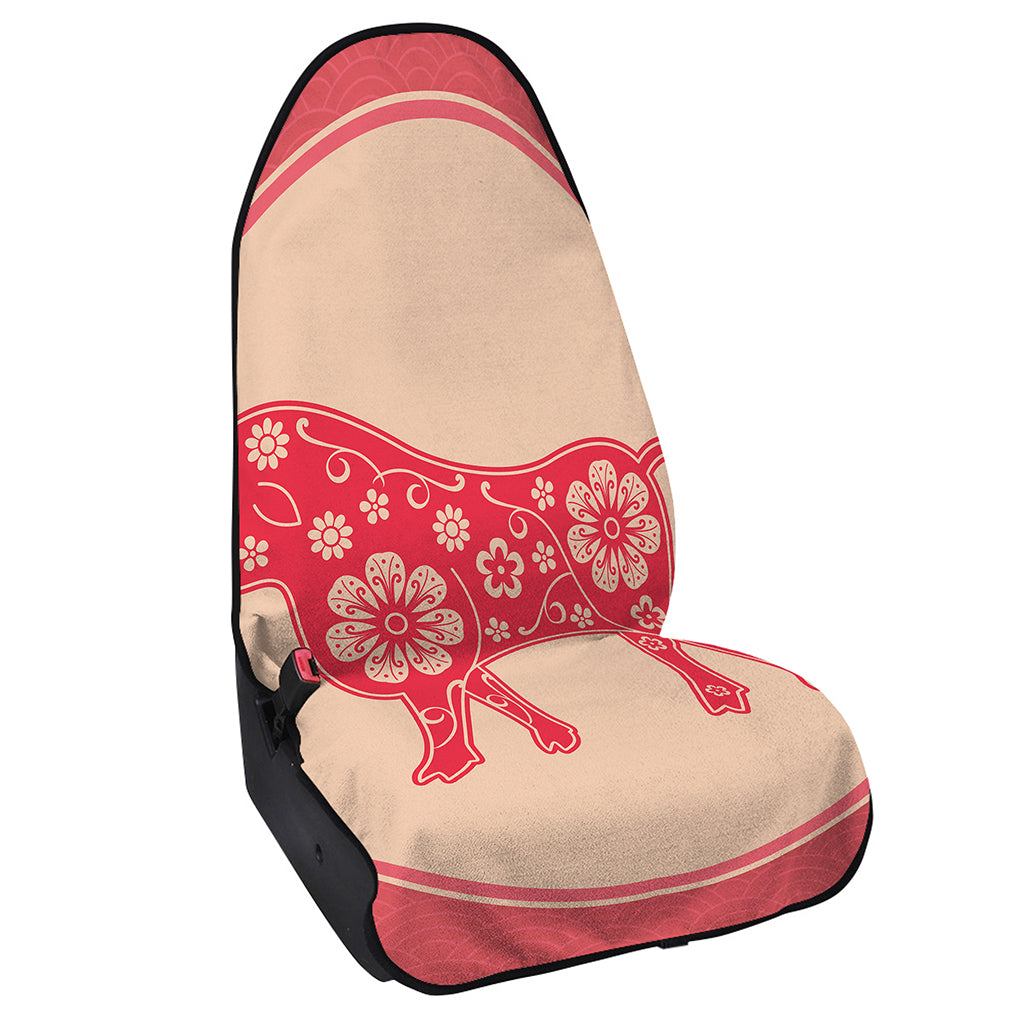 Chinese Flower Ox Zodiac Print Waterproof Car Seat Cover