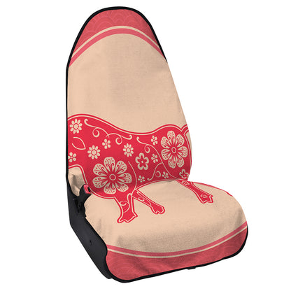 Chinese Flower Ox Zodiac Print Waterproof Car Seat Cover