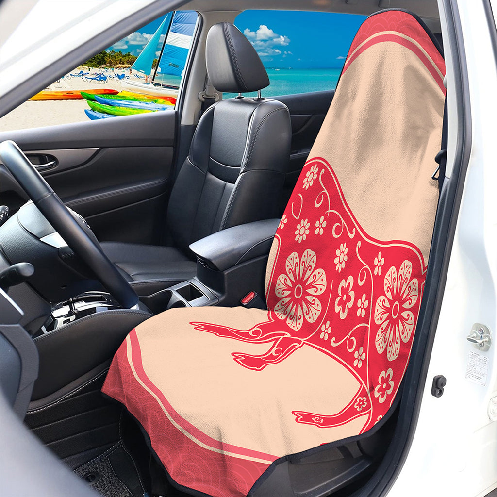Chinese Flower Ox Zodiac Print Waterproof Car Seat Cover