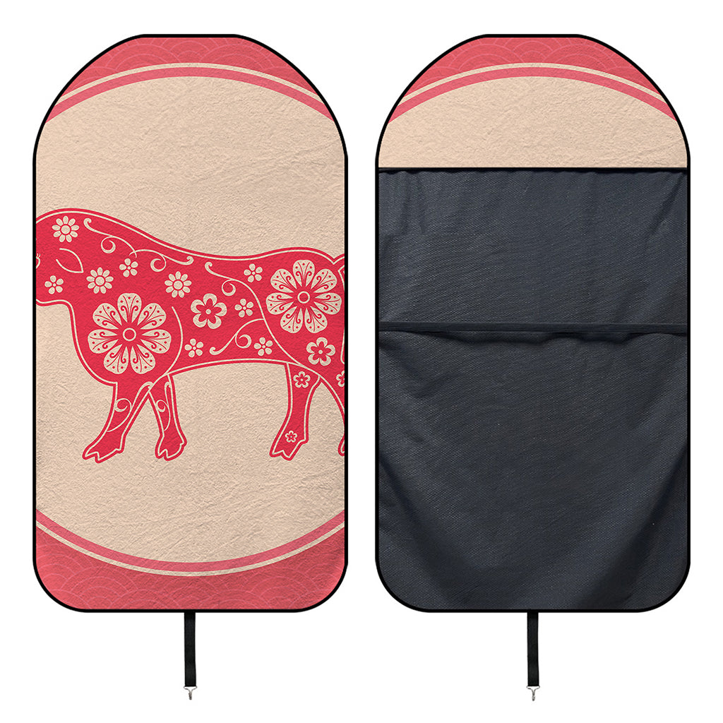 Chinese Flower Ox Zodiac Print Waterproof Car Seat Cover
