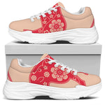 Chinese Flower Ox Zodiac Print White Chunky Shoes