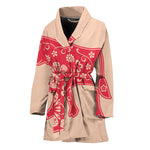 Chinese Flower Ox Zodiac Print Women's Bathrobe