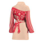 Chinese Flower Ox Zodiac Print Women's Bathrobe