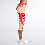 Chinese Flower Ox Zodiac Print Women's Capri Leggings