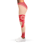 Chinese Flower Ox Zodiac Print Women's Leggings