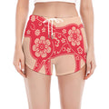 Chinese Flower Ox Zodiac Print Women's Split Running Shorts