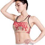 Chinese Flower Ox Zodiac Print Women's Sports Bra