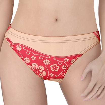 Chinese Flower Ox Zodiac Print Women's Thong