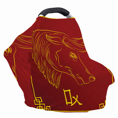 Chinese Horoscope Ox Sign Print Baby Seat Cover