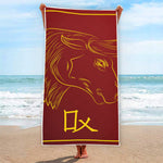 Chinese Horoscope Ox Sign Print Beach Towel