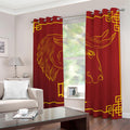 Chinese Horoscope Ox Sign Print Dimout Grommet Curtains
