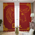 Chinese Horoscope Ox Sign Print Dimout Pencil Pleat Curtains