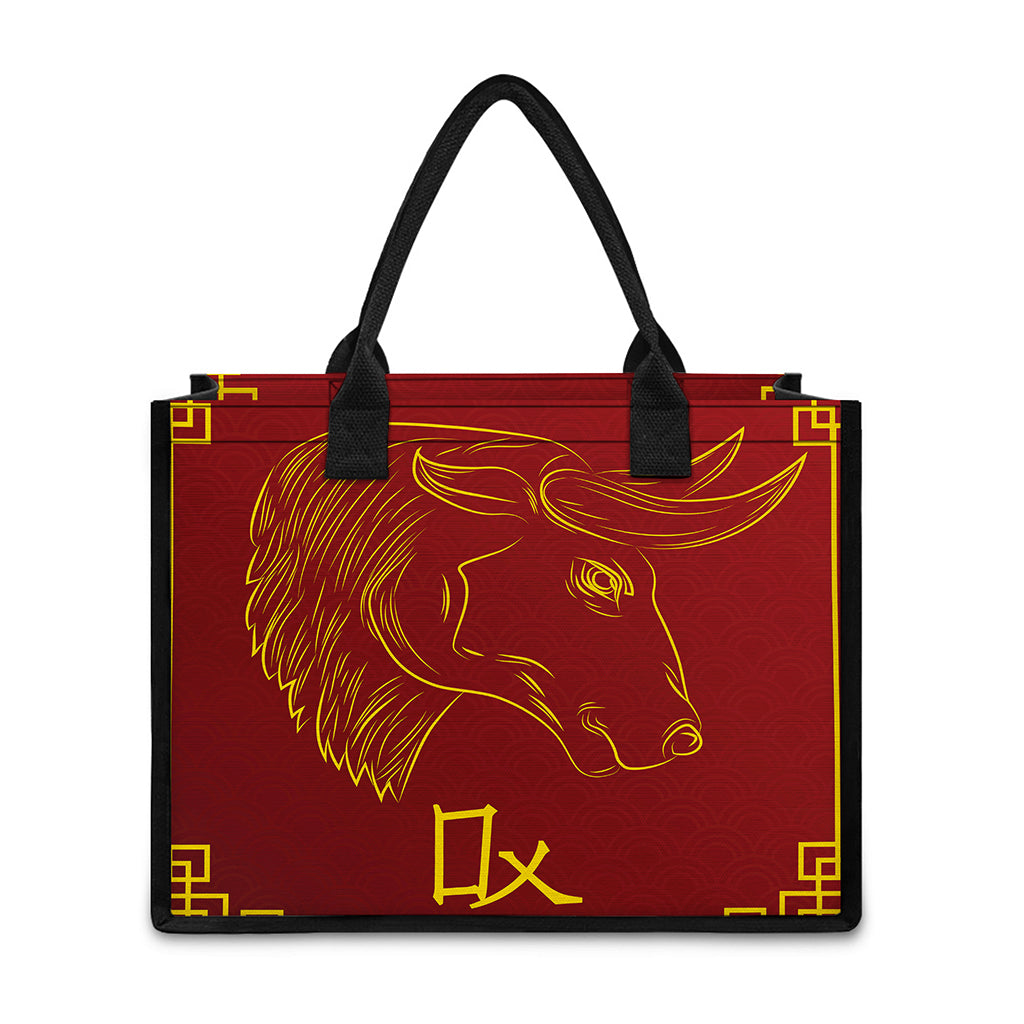 Chinese Horoscope Ox Sign Print Canvas Tote Bag