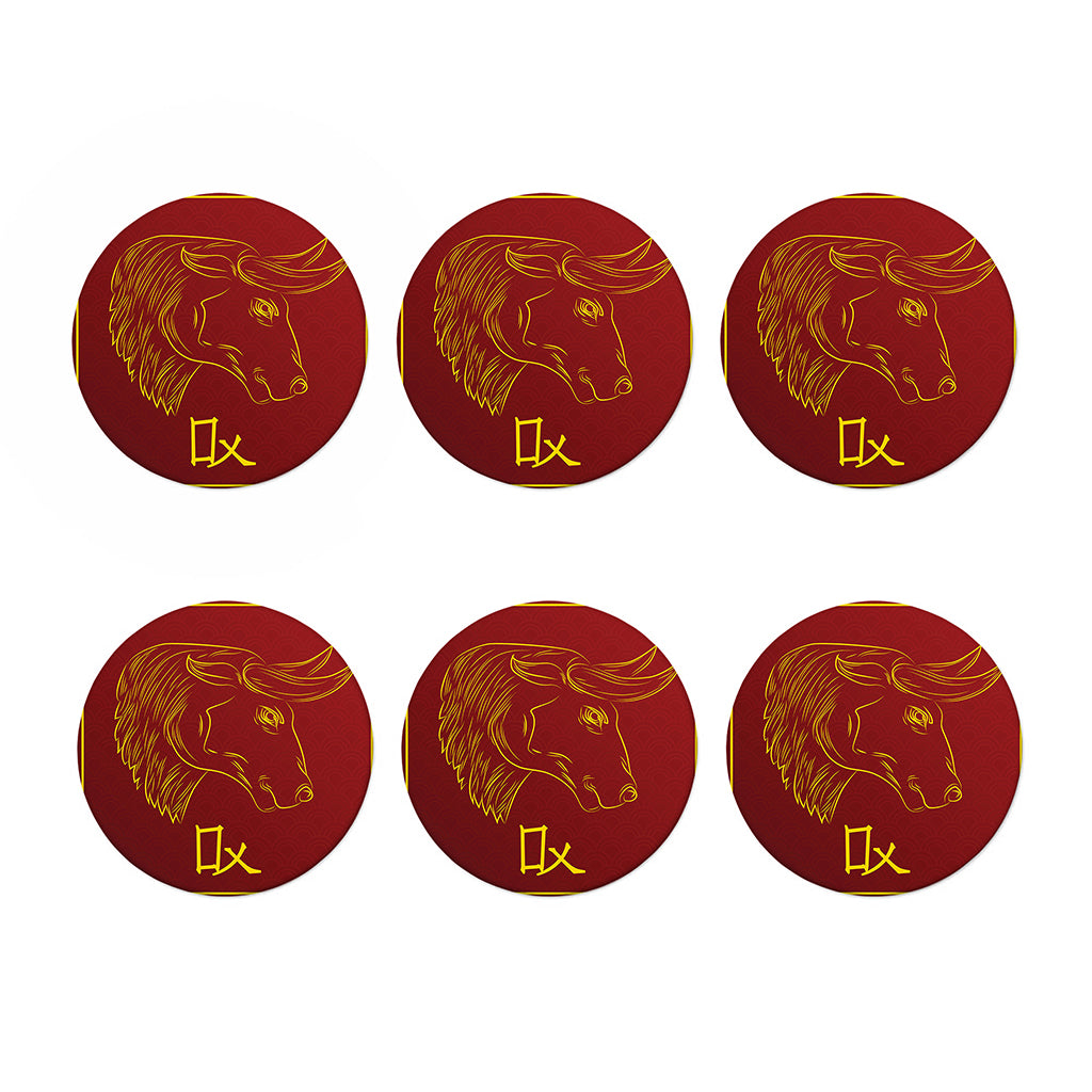 Chinese Horoscope Ox Sign Print Coaster Set
