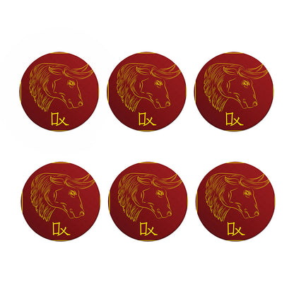 Chinese Horoscope Ox Sign Print Coaster Set