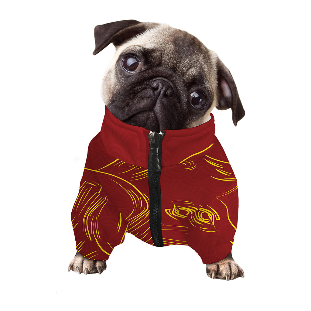 Chinese Horoscope Ox Sign Print Dog Zip Up Jacket