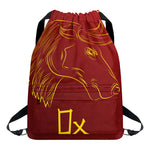 Chinese Horoscope Ox Sign Print Drawstring Backpack