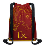 Chinese Horoscope Ox Sign Print Drawstring Backpack