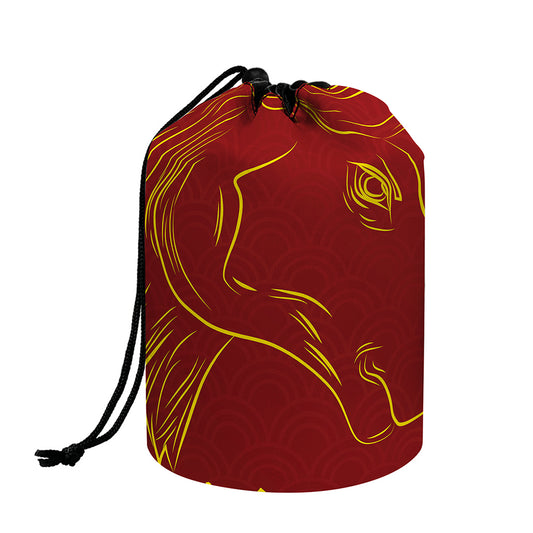Chinese Horoscope Ox Sign Print Drawstring Makeup Bag