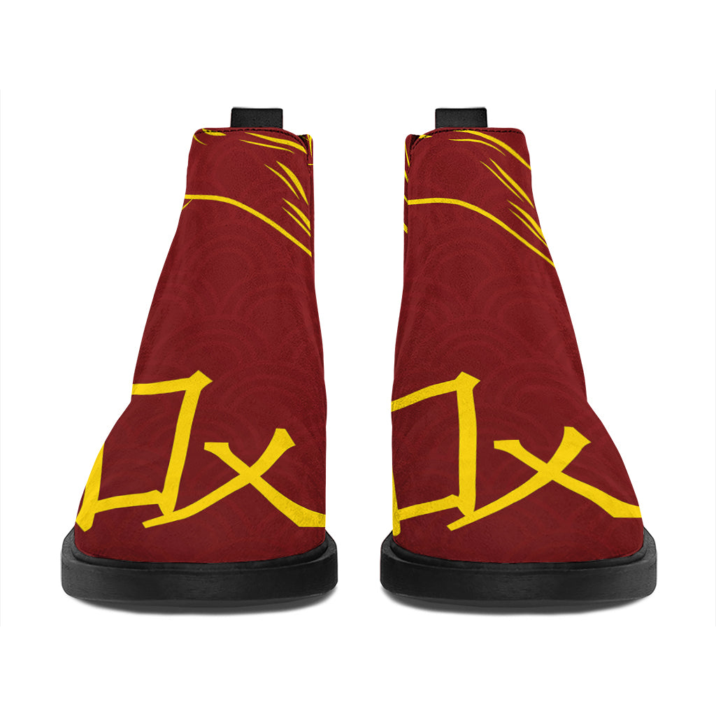 Chinese Horoscope Ox Sign Print Flat Ankle Boots