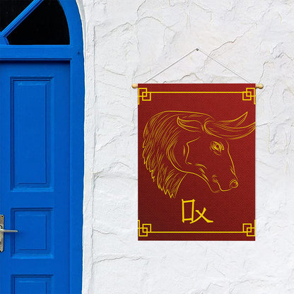 Chinese Horoscope Ox Sign Print Garden Flag