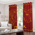 Chinese Horoscope Ox Sign Print Grommet Curtains