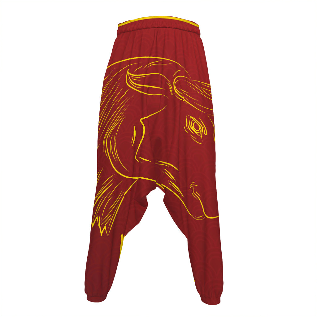 Chinese Horoscope Ox Sign Print Hammer Pants