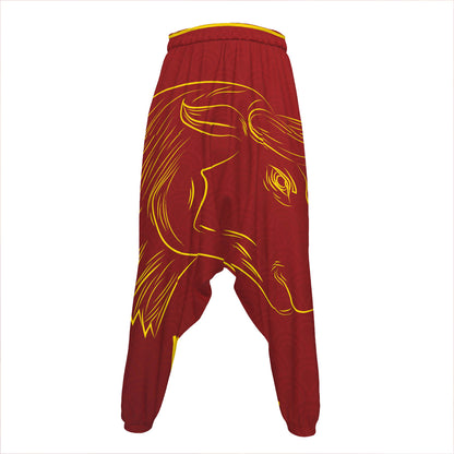 Chinese Horoscope Ox Sign Print Hammer Pants