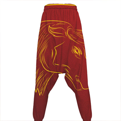 Chinese Horoscope Ox Sign Print Hammer Pants
