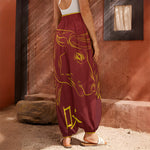 Chinese Horoscope Ox Sign Print Harem Pants