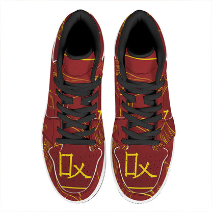 Chinese Horoscope Ox Sign Print High Top Leather Sneakers