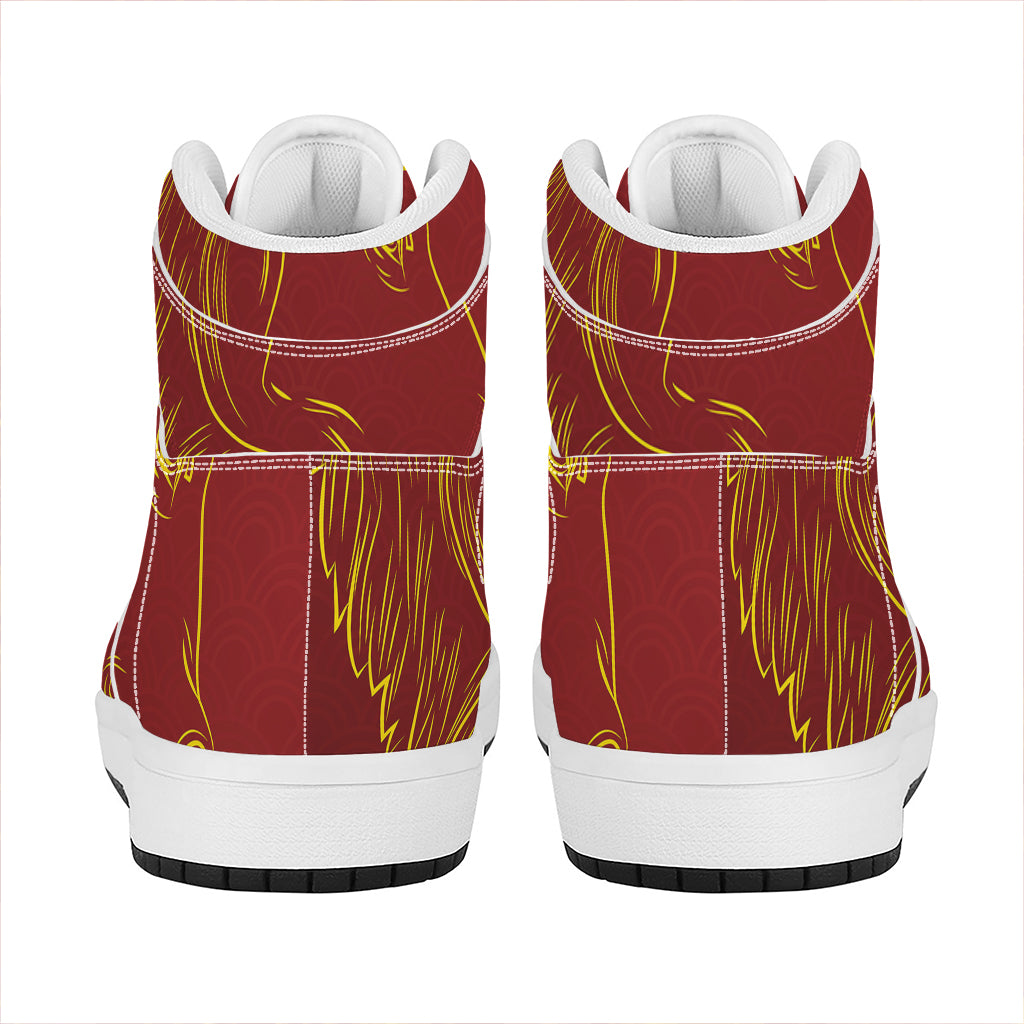 Chinese Horoscope Ox Sign Print High Top Leather Sneakers