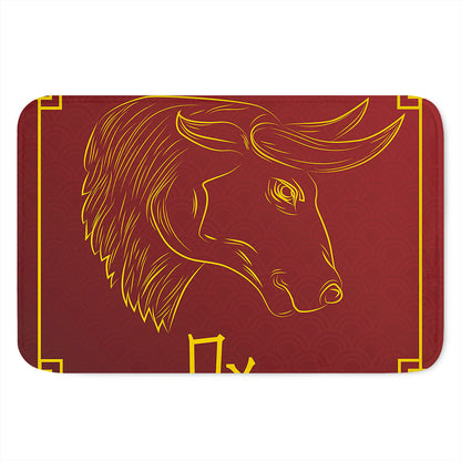 Chinese Horoscope Ox Sign Print Indoor Door Mat