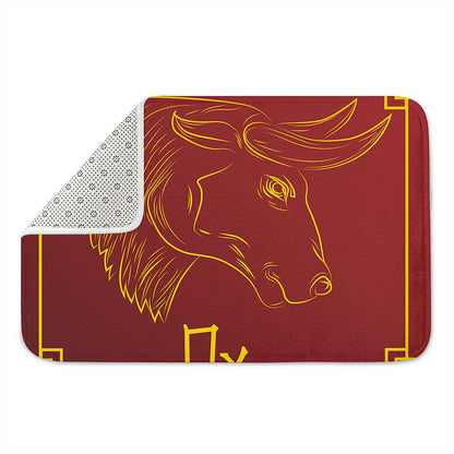 Chinese Horoscope Ox Sign Print Indoor Door Mat