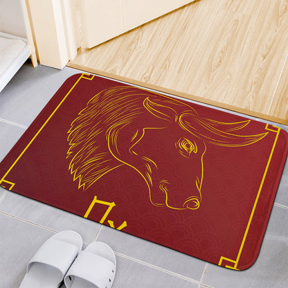 Chinese Horoscope Ox Sign Print Indoor Door Mat