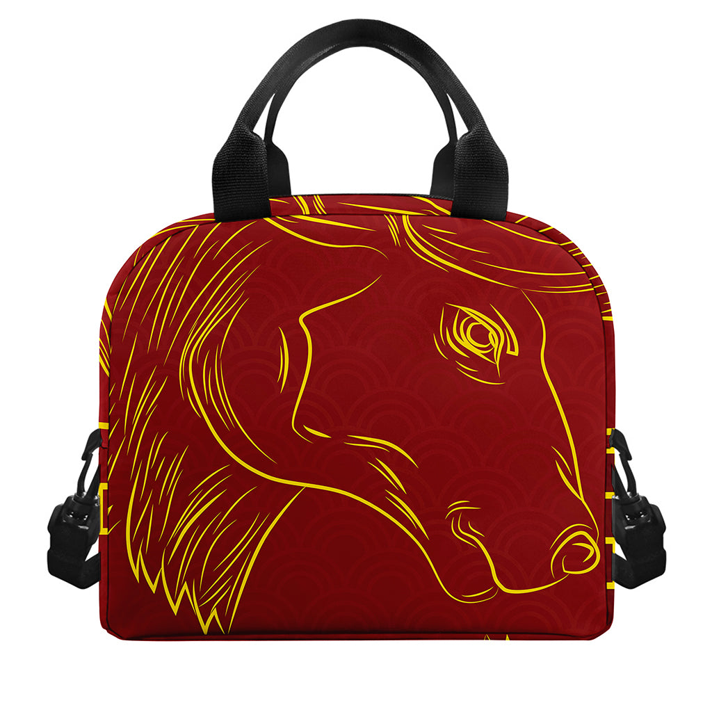 Chinese Horoscope Ox Sign Print Insulated Lunch Bag