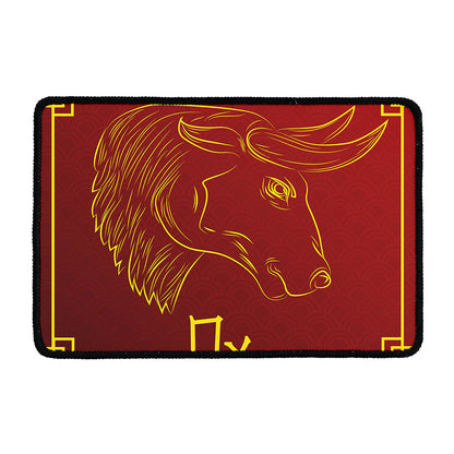 Chinese Horoscope Ox Sign Print Kitchen Mat